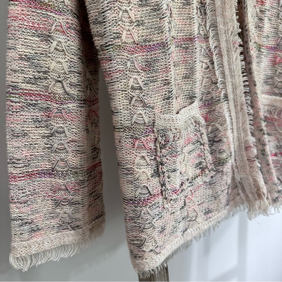 Nic + Zoe Pastel Multicolor Cardigan Sweater Linen Blend Fringe Hem NWT … - Picture 4 of 12